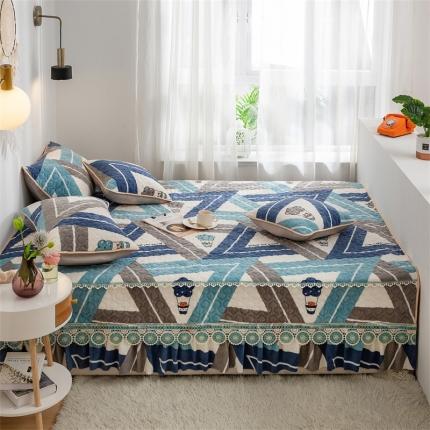 91家纺网 家纺一手货源 找家纺 美优兰 2025秋冬新款牛奶绒榻榻米垫床盖（可定制） 热气球蓝