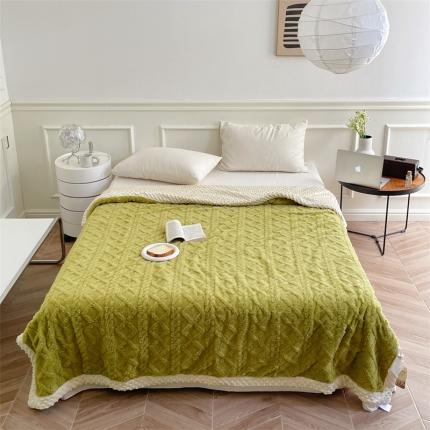 91家纺网 家纺一手货源 找家纺 梦享生活 2022新款豆豆绒毛毯 牛油果