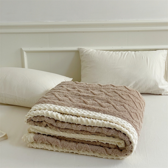 91家纺网 家纺一手货源 找家纺 梦享生活 2022新款豆豆绒毛毯 卡其