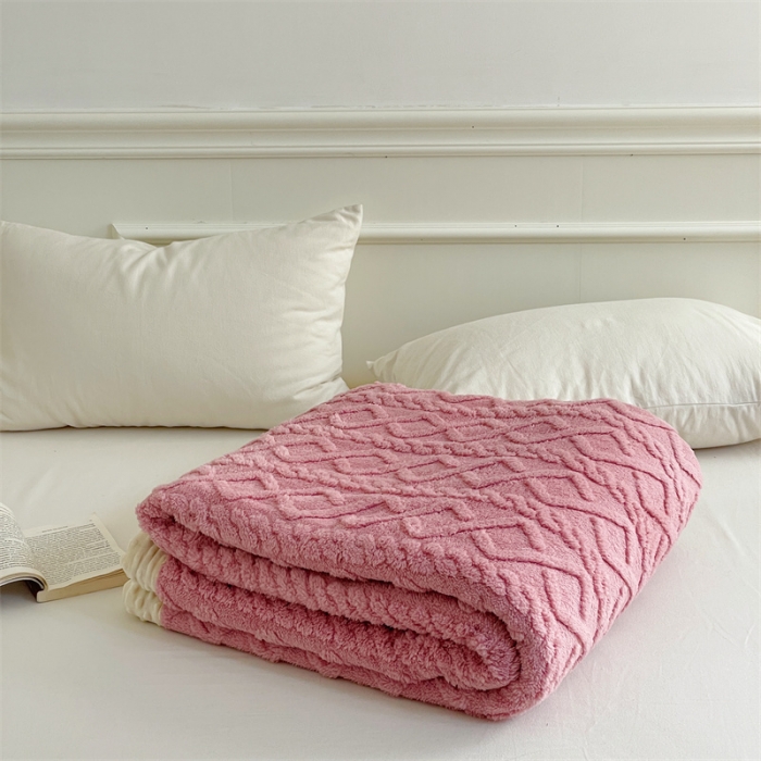 91家纺网 家纺一手货源 找家纺 梦享生活 2022新款豆豆绒毛毯 玫粉