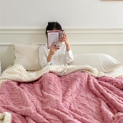 梦享生活 2022新款豆豆绒毛毯 玫粉
