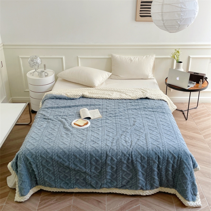 91家纺网 家纺一手货源 找家纺 梦享生活 2022新款豆豆绒毛毯 深空灰