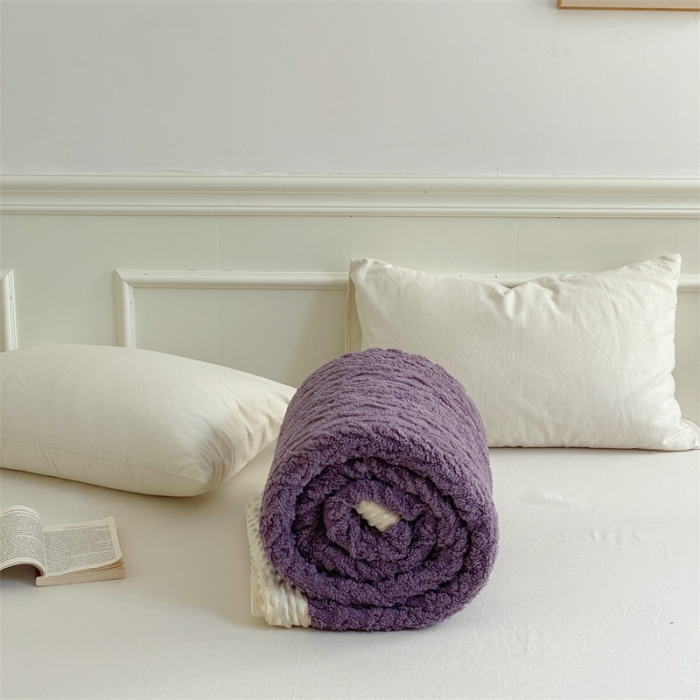 91家纺网 家纺一手货源 找家纺 梦享生活 2022新款豆豆绒毛毯 优雅紫