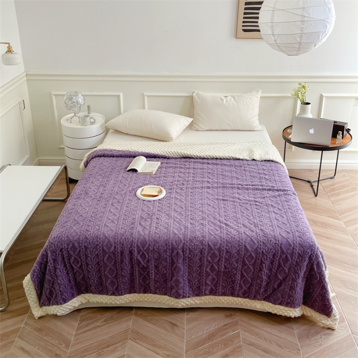 91家纺网 家纺一手货源 找家纺 梦享生活 2022新款豆豆绒毛毯 优雅紫
