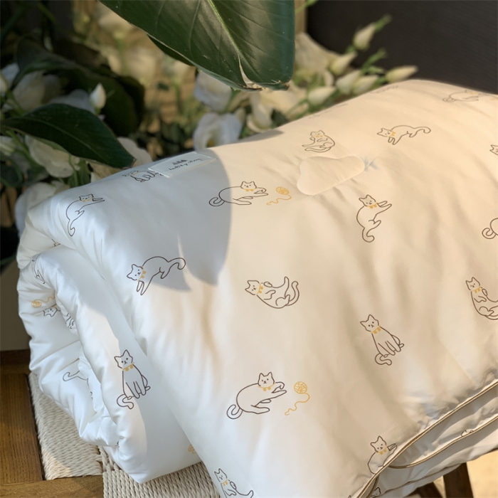 91家纺网 家纺一手货源 找家纺 汇庭 2022新品天丝棉四季被 线团猫