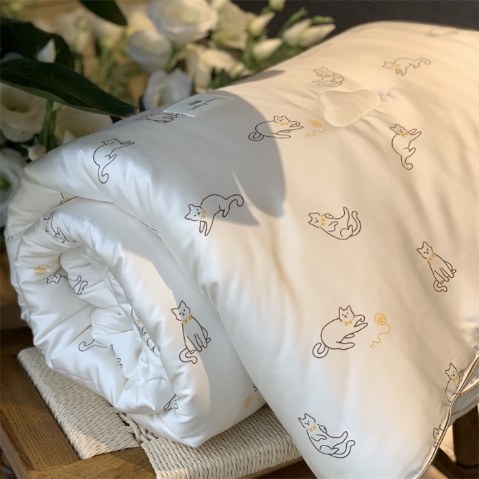 91家纺网 家纺一手货源 找家纺 汇庭 2022新品天丝棉四季被 线团猫