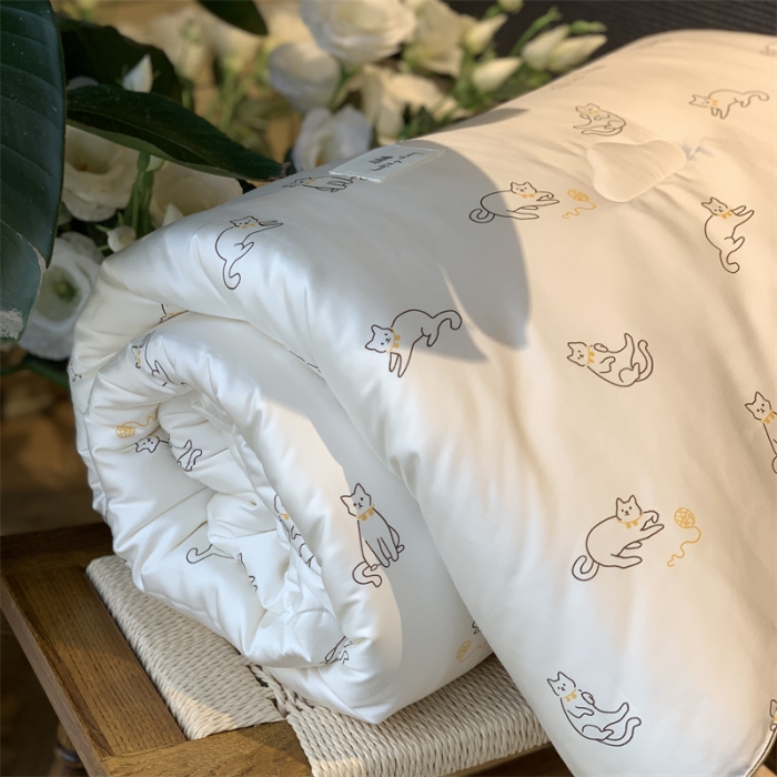 91家纺网 家纺一手货源 找家纺 汇庭 2022新品天丝棉四季被 线团猫