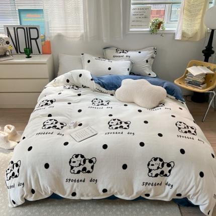 91家纺网 家纺一手货源 找家纺 总柚子 2022新款小清新系列230克韩系高端牛奶绒四件套