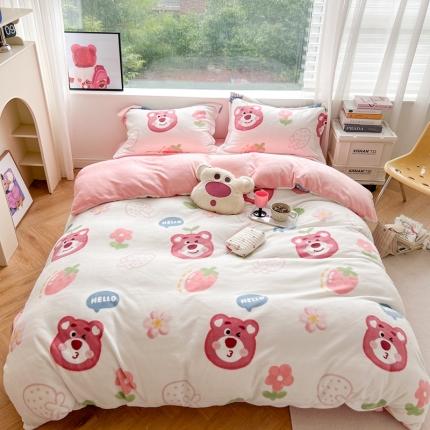 91家纺网 家纺一手货源 找家纺 （总）柚子 2022新款迪士尼专版授权牛奶绒四件套