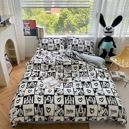 91家纺网 家纺一手货源 找家纺 （总）柚子 2022新款迪士尼专版授权牛奶绒四件套