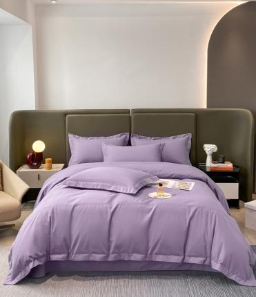 91家纺网 家纺一手货源 找家纺 安妮2022新款轻奢赫本加厚全棉磨毛四件套 赫本魅惑紫