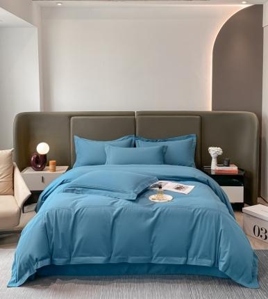 91家纺网 家纺一手货源 找家纺 安妮2022新款轻奢赫本加厚全棉磨毛四件套 赫本星空蓝