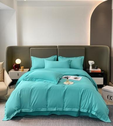 安妮2022新款轻奢赫本加厚全棉磨毛四件套 赫本孔雀蓝