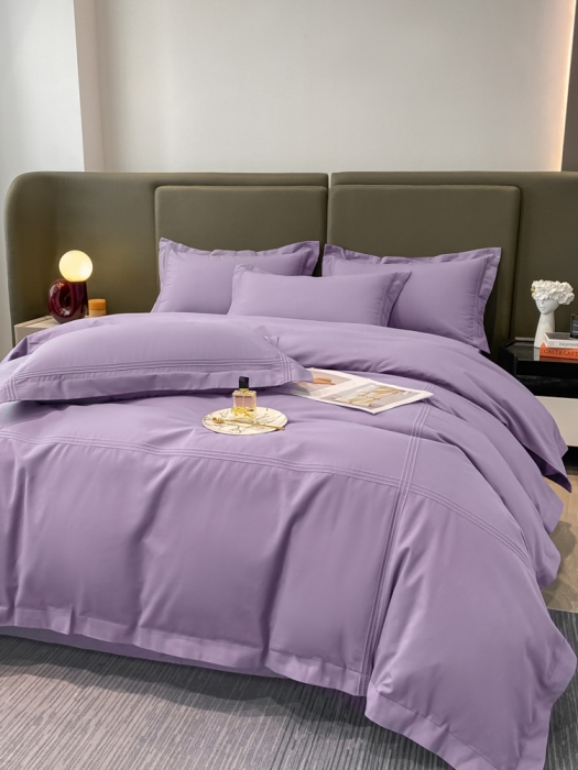 91家纺网 家纺一手货源 找家纺 安妮2022新款轻奢赫本加厚全棉磨毛四件套 赫本魅惑紫