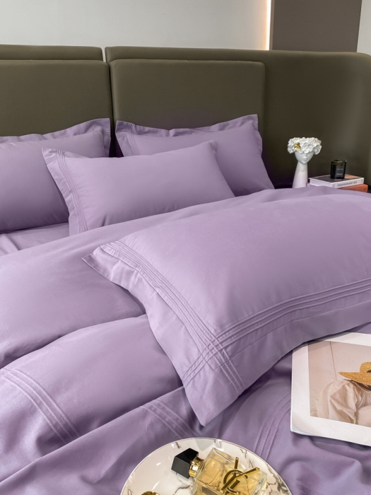 91家纺网 家纺一手货源 找家纺 安妮2022新款轻奢赫本加厚全棉磨毛四件套 赫本魅惑紫