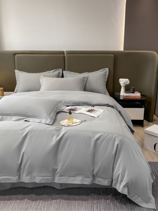 91家纺网 家纺一手货源 找家纺 安妮2022新款轻奢赫本加厚全棉磨毛四件套 赫本轻奢灰