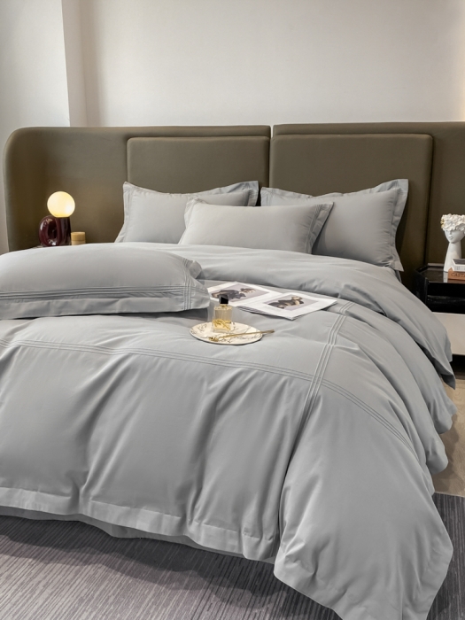 91家纺网 家纺一手货源 找家纺 安妮2022新款轻奢赫本加厚全棉磨毛四件套 赫本轻奢灰