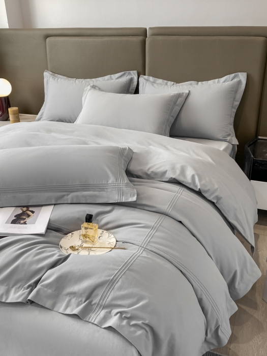 91家纺网 家纺一手货源 找家纺 安妮2022新款轻奢赫本加厚全棉磨毛四件套 赫本轻奢灰