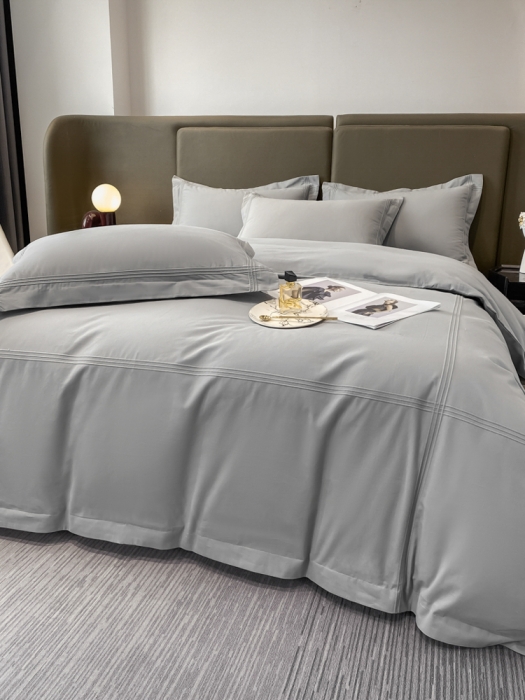 91家纺网 家纺一手货源 找家纺 安妮2022新款轻奢赫本加厚全棉磨毛四件套 赫本轻奢灰