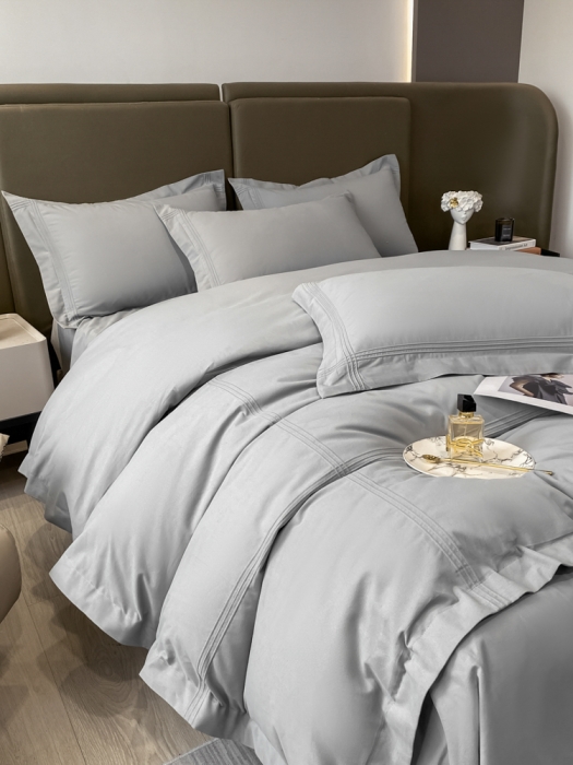 91家纺网 家纺一手货源 找家纺 安妮2022新款轻奢赫本加厚全棉磨毛四件套 赫本轻奢灰