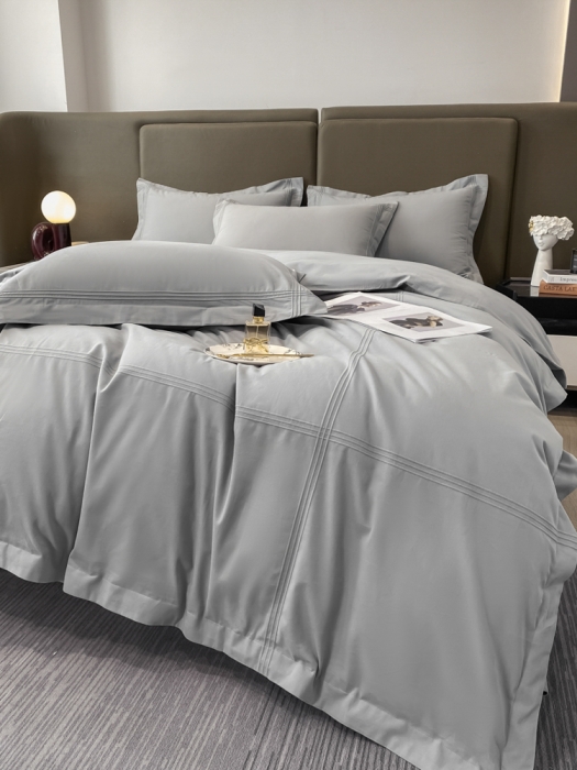 91家纺网 家纺一手货源 找家纺 安妮2022新款轻奢赫本加厚全棉磨毛四件套 赫本轻奢灰