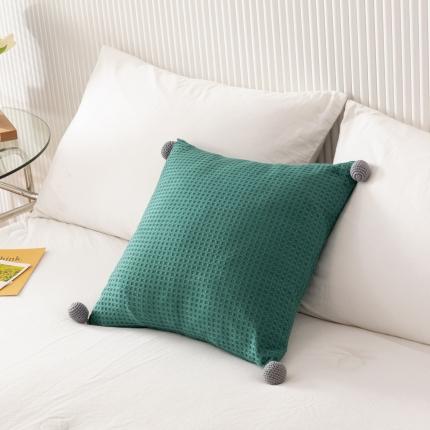 美茉家居 2022新款韩式华夫格球球抱枕 墨绿