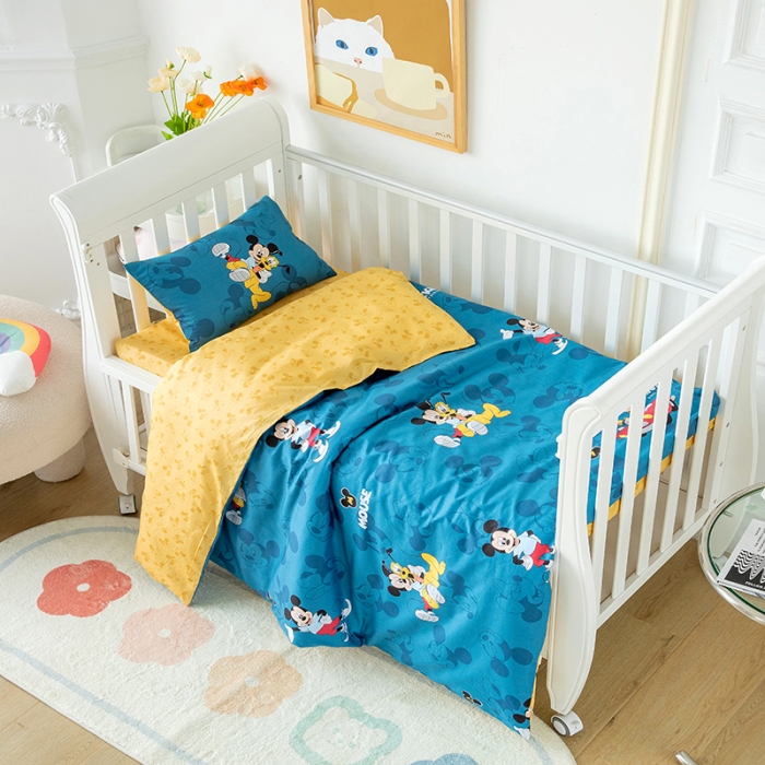 91家纺网 家纺一手货源 找家纺 小芽 迪士尼正版授权全棉幼儿园三件套 缤纷米奇-蓝