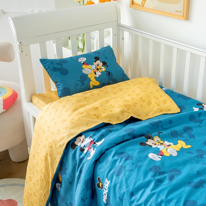 91家纺网 家纺一手货源 找家纺 小芽 迪士尼正版授权全棉幼儿园三件套 缤纷米奇-蓝