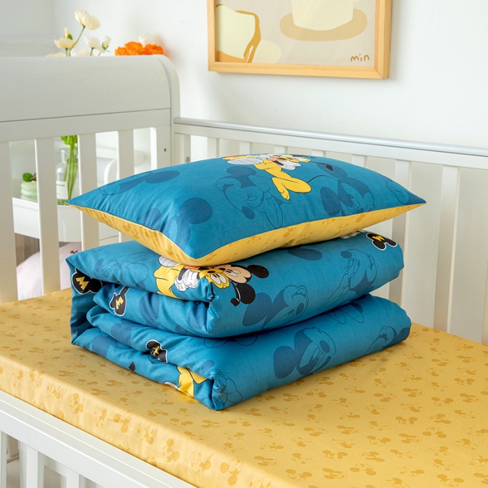 91家纺网 家纺一手货源 找家纺 小芽 迪士尼正版授权全棉幼儿园三件套 缤纷米奇-蓝