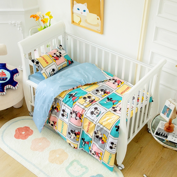 91家纺网 家纺一手货源 找家纺 小芽 迪士尼正版授权全棉幼儿园三件套 米奇连连看