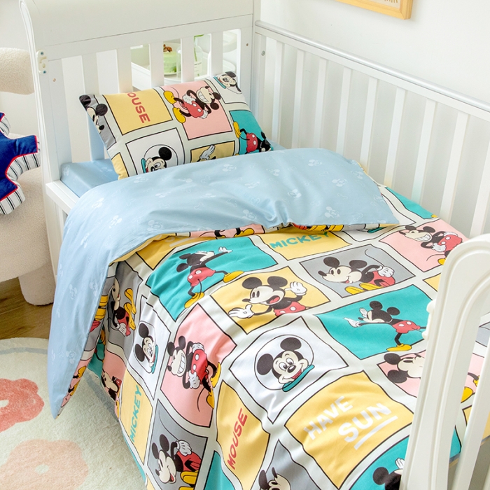 91家纺网 家纺一手货源 找家纺 小芽 迪士尼正版授权全棉幼儿园三件套 米奇连连看