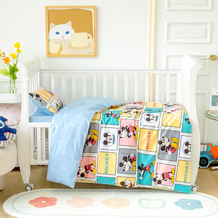 91家纺网 家纺一手货源 找家纺 小芽 迪士尼正版授权全棉幼儿园三件套 米奇连连看