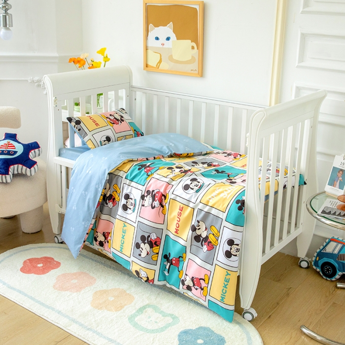 91家纺网 家纺一手货源 找家纺 小芽 迪士尼正版授权全棉幼儿园三件套 米奇连连看