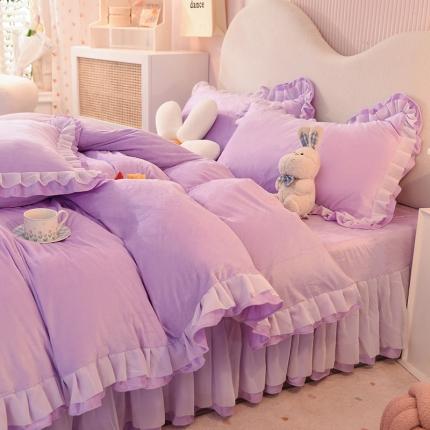 后庭寝室 2022新款雪纺纱牛奶绒四件套 香香公主-浅紫