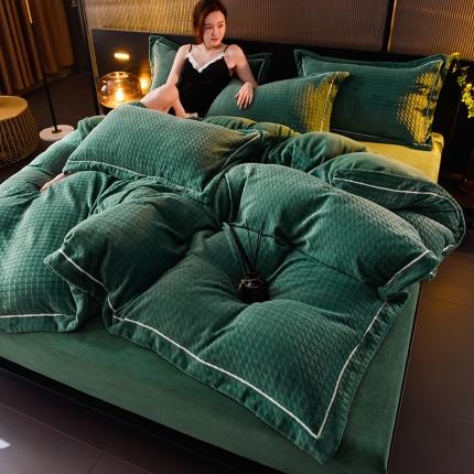 91家纺网 家纺一手货源 找家纺 （总）印季家纺 2024新款华夫格（三角格）牛奶绒四件套