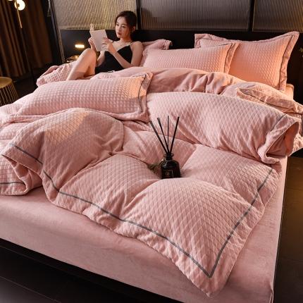 91家纺网 家纺一手货源 找家纺 （总）印季家纺 2024新款华夫格（三角格）牛奶绒四件套