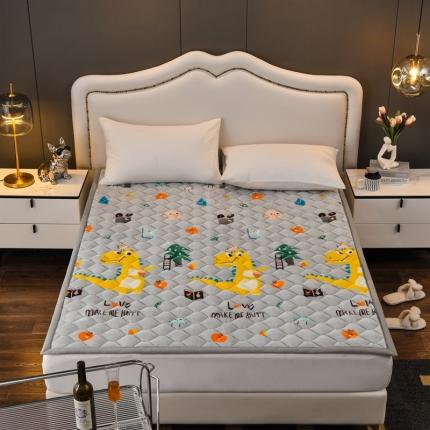 91家纺网 家纺一手货源 找家纺 索弗莱 2022新款 加厚宽边牛奶绒床垫 恐龙