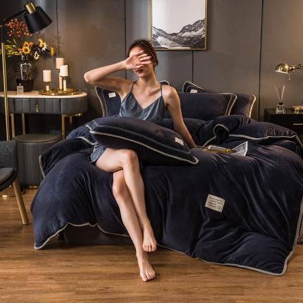 91家纺网 家纺一手货源 找家纺 （总）印季家纺 2024新款牛奶绒纯色包边四件套