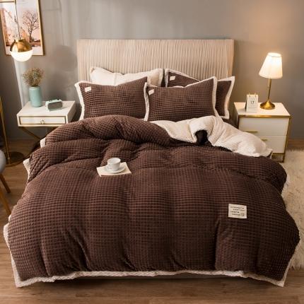 91家纺网 家纺一手货源 找家纺 （总）印季家纺 2024新款牛奶绒纯色包边四件套