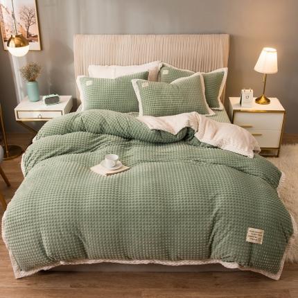 91家纺网 家纺一手货源 找家纺 （总）印季家纺 2024新款牛奶绒纯色包边四件套