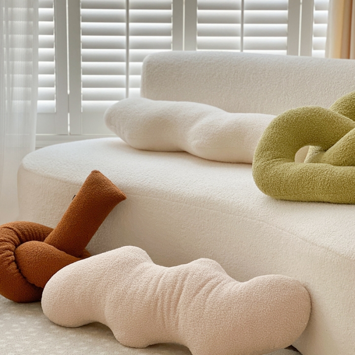 91家纺网 家纺一手货源 找家纺 美茉 2022新款泰迪绒异形抱枕 抹茶（扭扭一个）