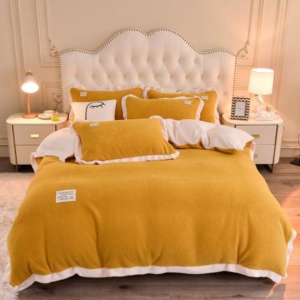 91家纺网 家纺一手货源 找家纺 （总）印季家纺 2024新款纯色泰迪绒花边四件套