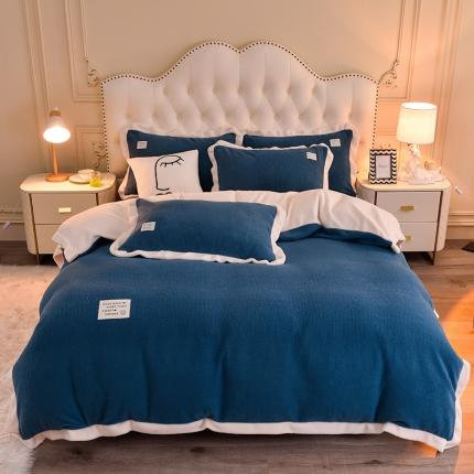 91家纺网 家纺一手货源 找家纺 （总）印季家纺 2024新款纯色泰迪绒花边四件套