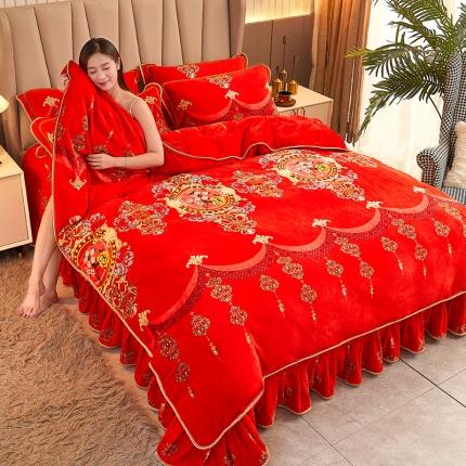 91家纺网 家纺一手货源 找家纺 贝诗梦 2022新款加厚牛奶金貂绒四件套 克拉恋人