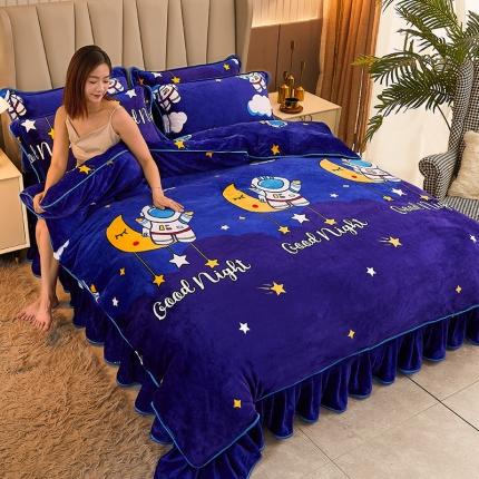 91家纺网 家纺一手货源 找家纺 贝诗梦 2022新款加厚牛奶金貂绒四件套 太空遨游