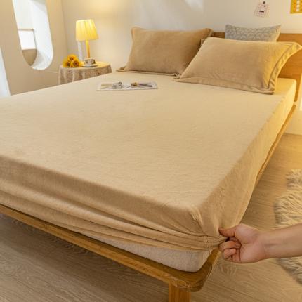 91家纺网 家纺一手货源 找家纺 好阁 2022新款200g牛奶绒单品床笠 茶棕