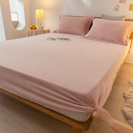 91家纺网 家纺一手货源 找家纺 好阁 2022新款200g牛奶绒单品床笠 湘妃粉