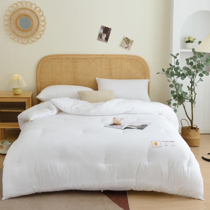 91家纺网 家纺一手货源 找家纺 德芙素色简约日式水洗棉被芯整张仿丝棉春秋被保暖冬被包质检 月光白Moonlight White