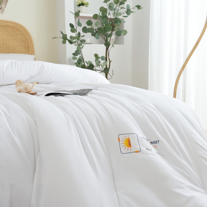 91家纺网 家纺一手货源 找家纺 德芙素色简约日式水洗棉被芯整张仿丝棉春秋被保暖冬被包质检 月光白Moonlight White