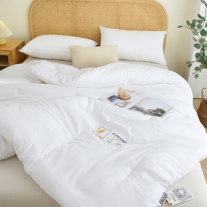 91家纺网 家纺一手货源 找家纺 德芙素色简约日式水洗棉被芯整张仿丝棉春秋被保暖冬被包质检 月光白Moonlight White